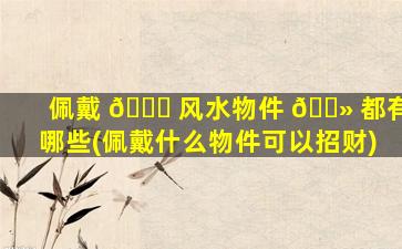 佩戴 🐈 风水物件 🌻 都有哪些(佩戴什么物件可以招财)